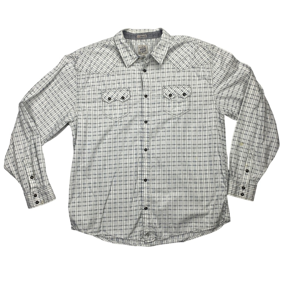 Moon Shine Mens Sz XXL Spirit Western Plaid Shirt‎ Long Sleeve Button Up